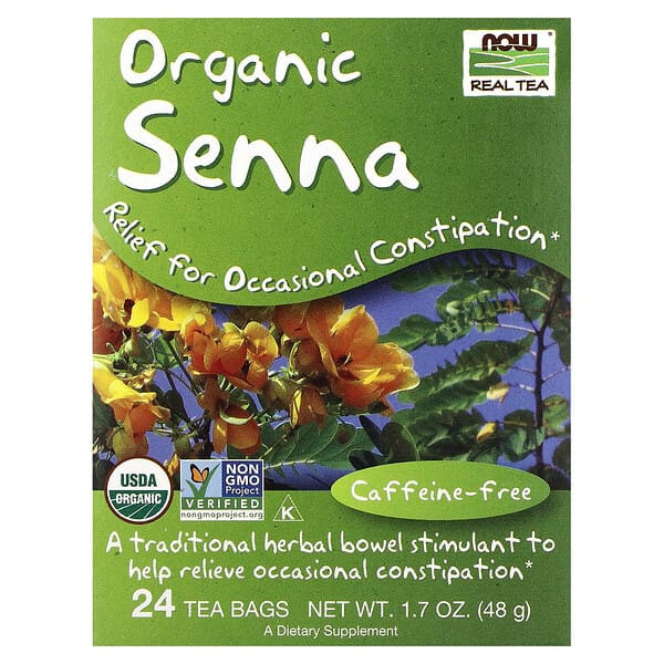 <img alt="NOW Foods, Real Tea, Organic Senna Tea, Caffeine Free, 24 Tea Bags, 1.7 oz (48 g)" title="NOW Foods, Real Tea, Organic Senna Tea, Caffeine Free, 24 Tea Bags, 1.7 oz (48 g),733739042361"