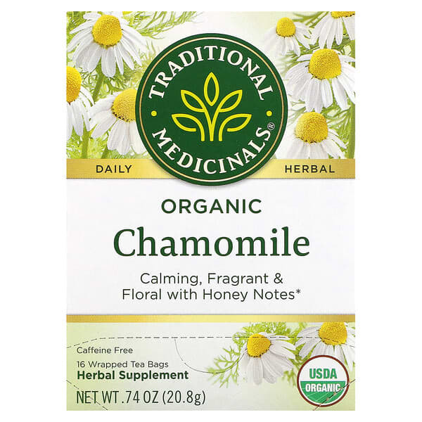 <img alt="Traditional Medicinals, Organic Chamomile, Caffeine Free, 16 Wrapped Tea Bags, 0.74 oz (20.8 g)" title="Traditional Medicinals, Organic Chamomile, Caffeine Free, 16 Wrapped Tea Bags, 0.74 oz (20.8 g),032917001566"