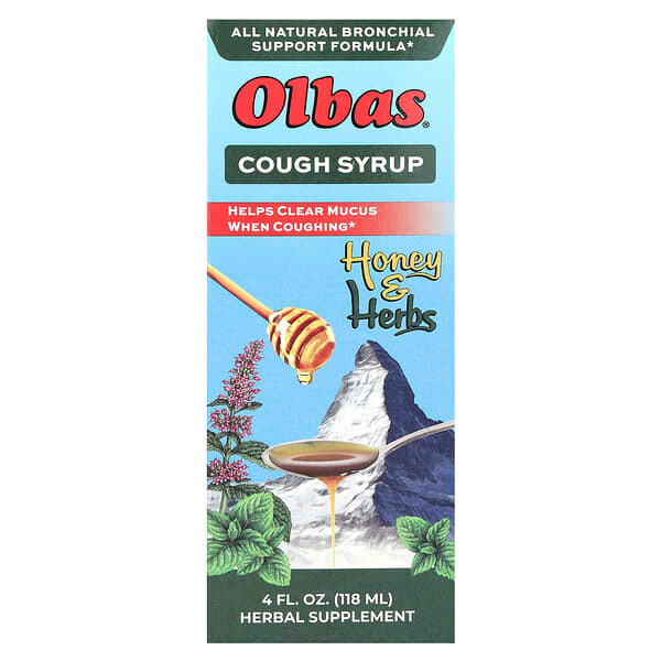 <img alt="Olbas, Cough Syrup, Honey & Herbs, 4 fl oz (118 ml)" title="Olbas, Cough Syrup, Honey & Herbs, 4 fl oz (118 ml),715486504200"