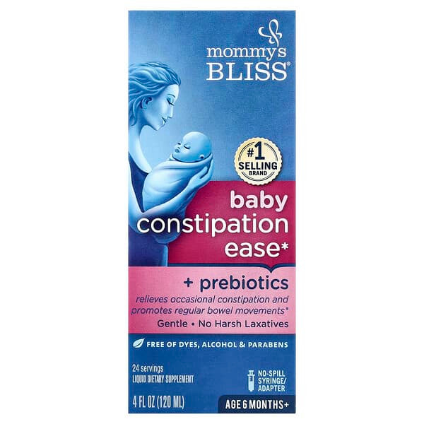 <img alt="Mommys Bliss, Baby Constipation Ease + Prebiotics, Age 6 Months+, 4 fl oz (120 ml)" title="Mommys Bliss, Baby Constipation Ease + Prebiotics, Age 6 Months+, 4 fl oz (120 ml),679234055317"