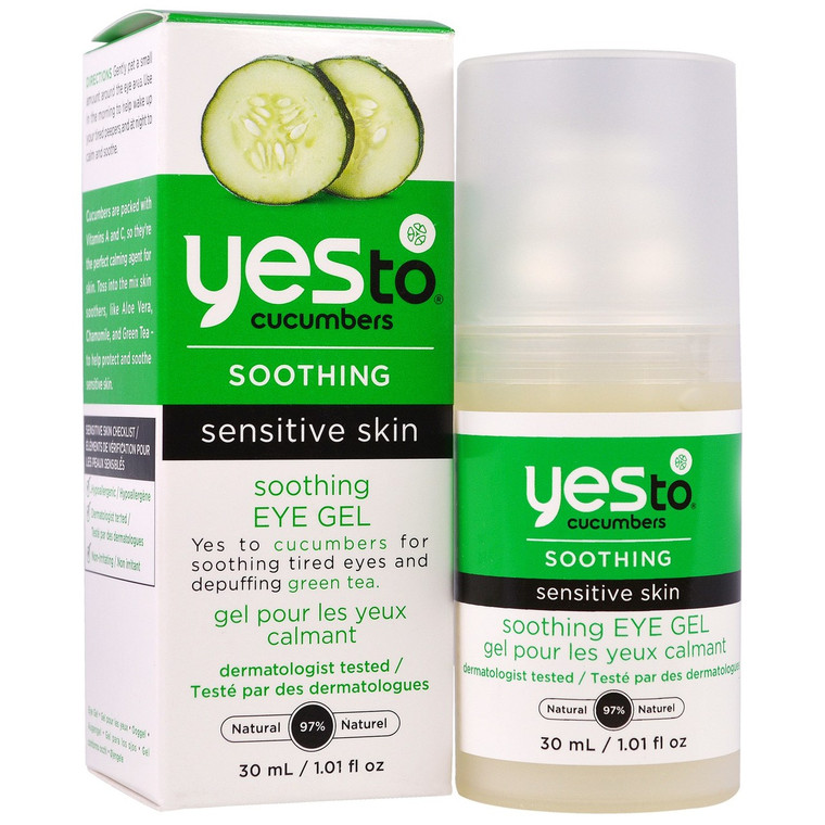Yes to, Soothing, Sensitive Skin Soothing Eye Gel, Cucumbers, 1.01 fl oz (30 ml)