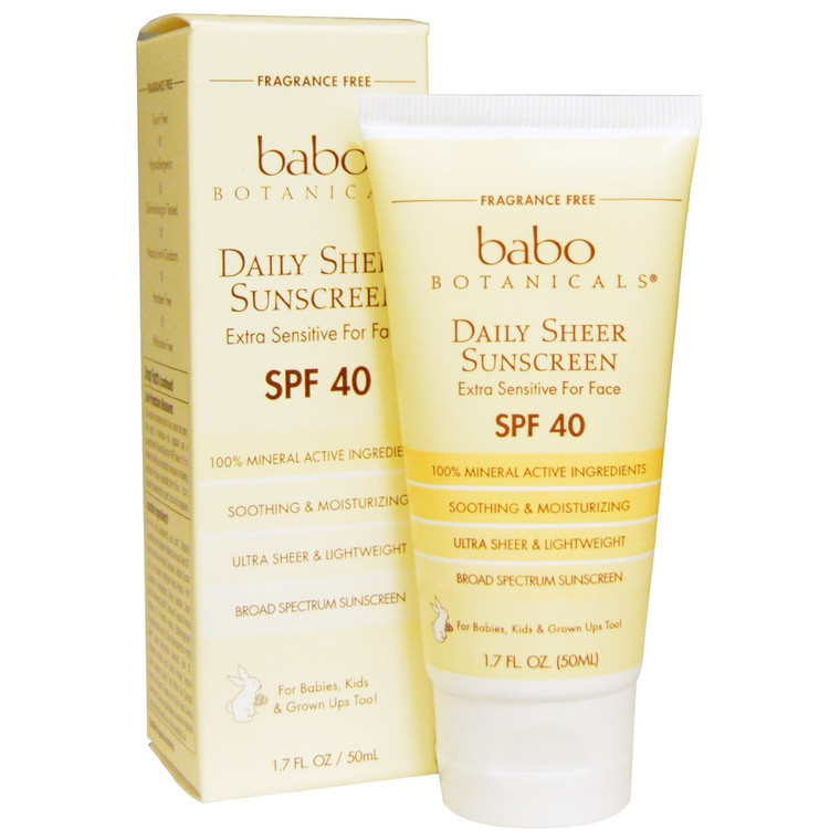 Babo Botanicals, Daily Sheer Mineral Sunscreen, SPF 40, 1.7 fl oz (50 ml)
