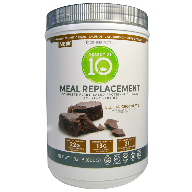 Designer Protein Essential 10 Meal Replacement Belgian Chocolate -- 1.32 lbs