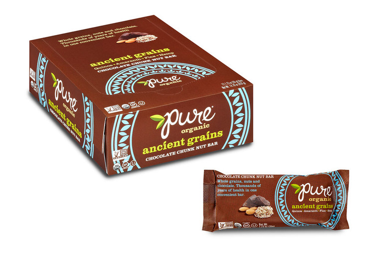Pure Organic, Ancient Grains Bar,  Chocolate Chunk Nut - 12 Bars