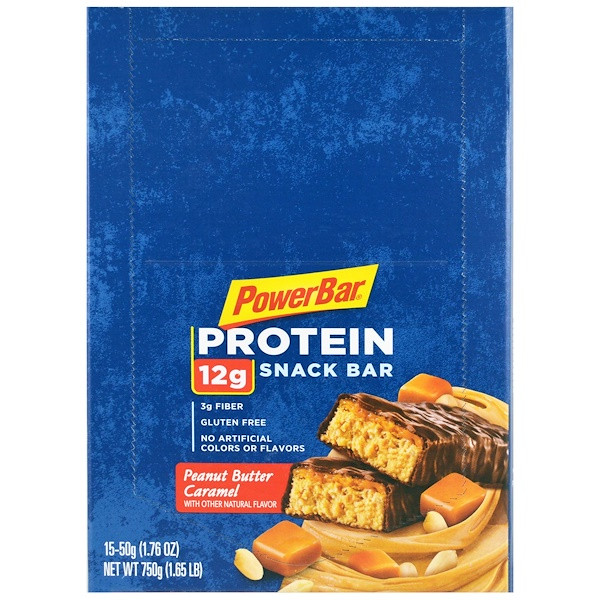 PowerBar, Protein Snack Bar, Peanut Butter Caramel, 15 Bars, 1.76 oz (50 g) Each