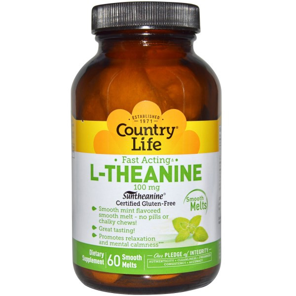 Country Life, L-Theanine, 100 mg, 60 Smooth Melts