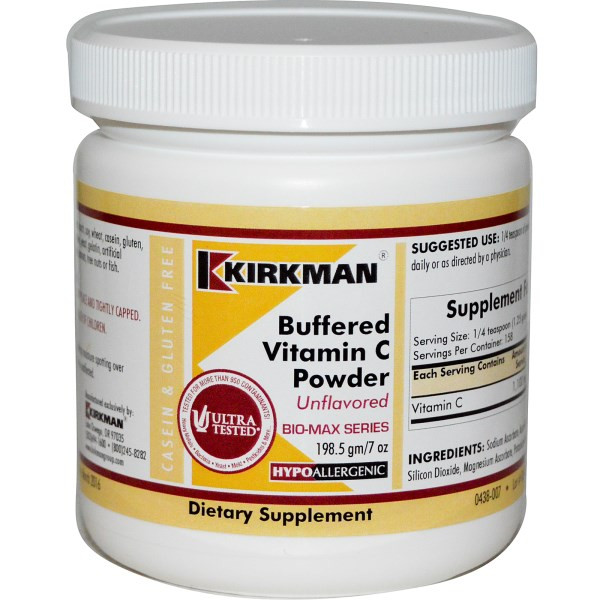 Kirkman Labs, Buffered Vitamin C Powder, Unflavored, 7 oz (198.5 g)