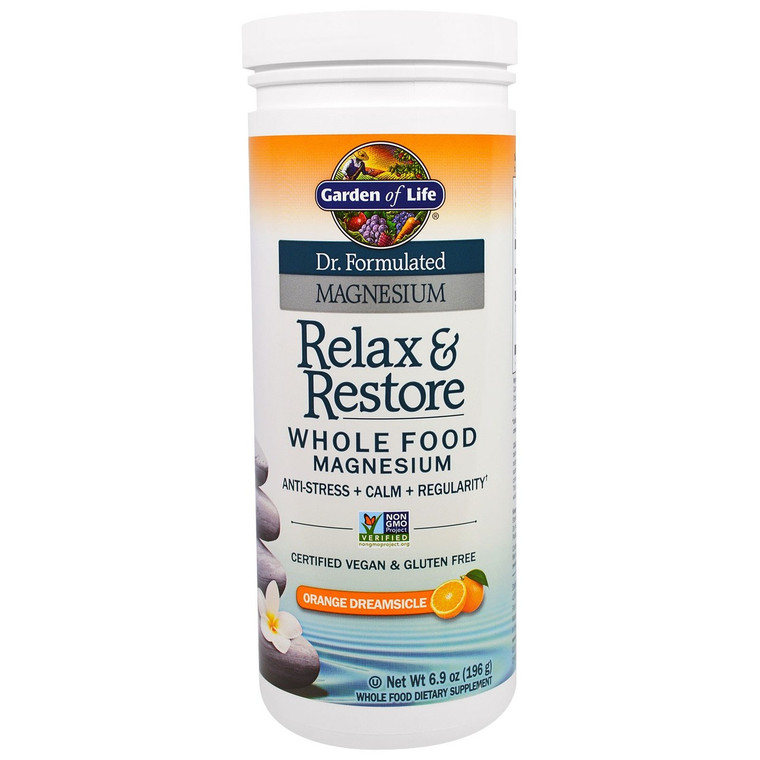 Garden of Life, Dr. Formulated Magnesium, Relax & Store Whole Food Magnesium, Orange Dreamsicle, 6.9 oz (196 g)