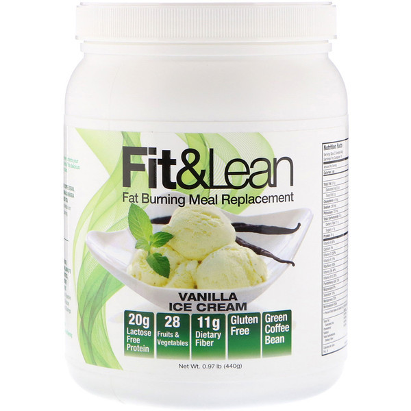Fit & Lean, Fat Burning Meal Replacement, Vanilla Ice Cream, 0.97 lb (440 g)