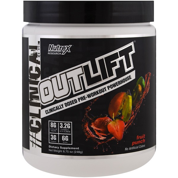Nutrex Research, Outlift,Clinically Dosed Pre-Workout Powerhouse, Fruit Punch, 8.75 oz (248 g)
