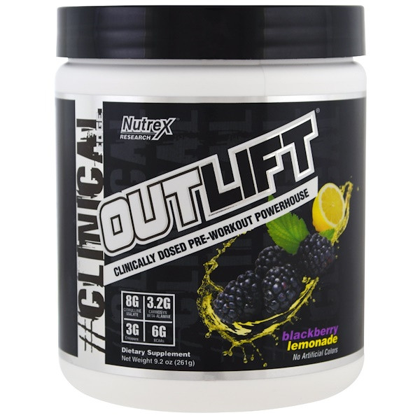 Nutrex Research, Outlift, Clinically Dosed Pre-Workout Powerhouse, Blackberry Lemonade, 9.2 oz (261 g)