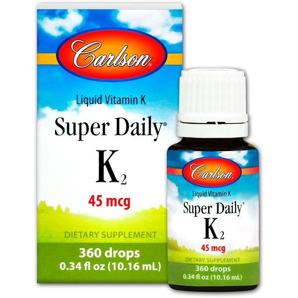 Carlson Labs, Liquid Vitamin K, Super Daily K2, 45 mcg, 0.34 fl oz (10.16 ml)