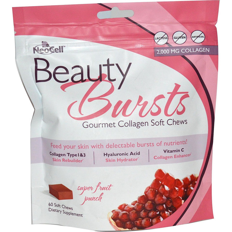 Neocell, Beauty Bursts, Gourmet Collagen Soft Chews, Super Fruit Punch, 2,000 mg, 60 Soft Chews