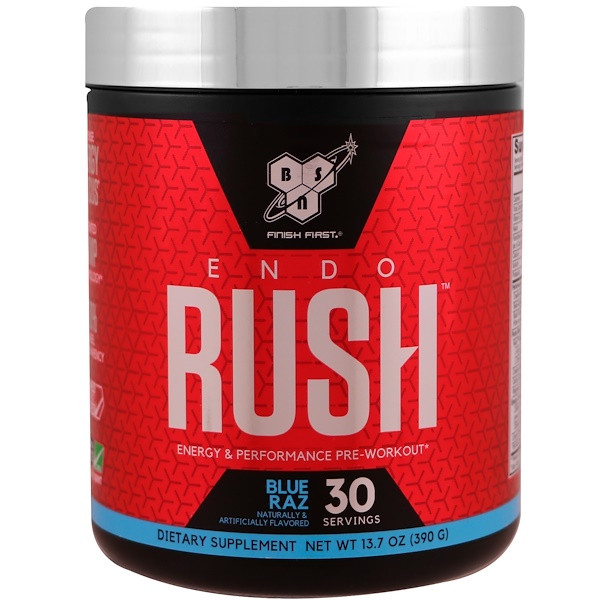 BSN, ENDORUSH, Pre-Workout, Blue Raz, 13.7 oz (390 g)