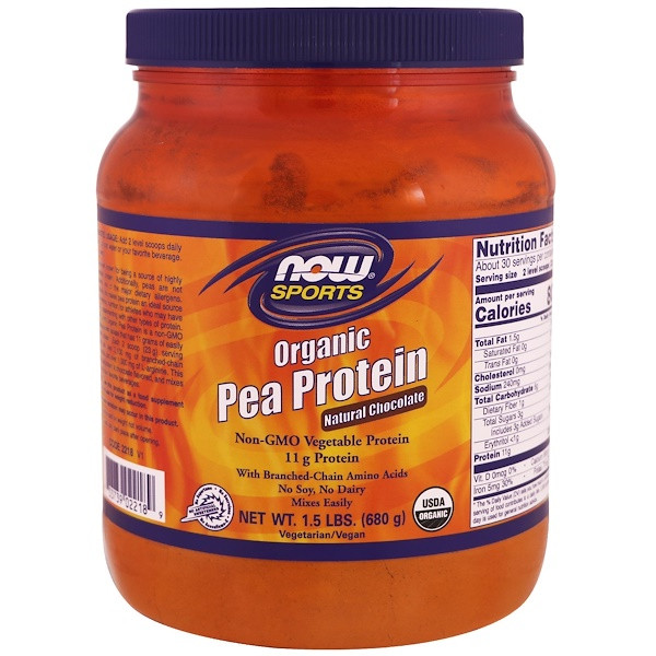 NOW Sports Organic Pea Protein Natural Chocolate -- 1.5 lbs