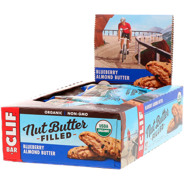 Clif Bar, Organic Nut Butter Filled Energy Bar, Blueberry Almond Butter, 12 Energy Bars, 1.76 oz (50 g) Each
