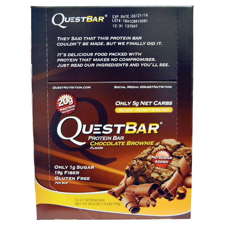 Quest Nutrition, Protein Bar, Chocolate Brownie, 12 Bars, 2.12 oz (60 g) Each