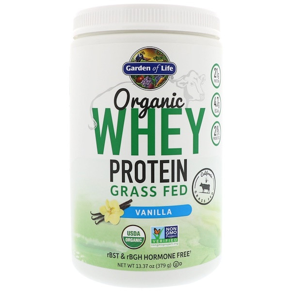 Garden of Life, Organic Whey Protein Grass Fed, Vanilla, 13.37 oz (379 g)