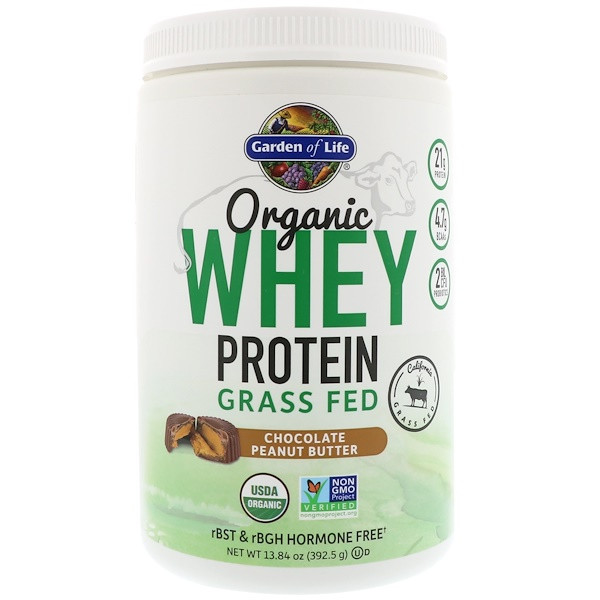 Garden of Life Organic Whey Protein Grass Fed Chocolate Peanut Butter -- 12 Servings