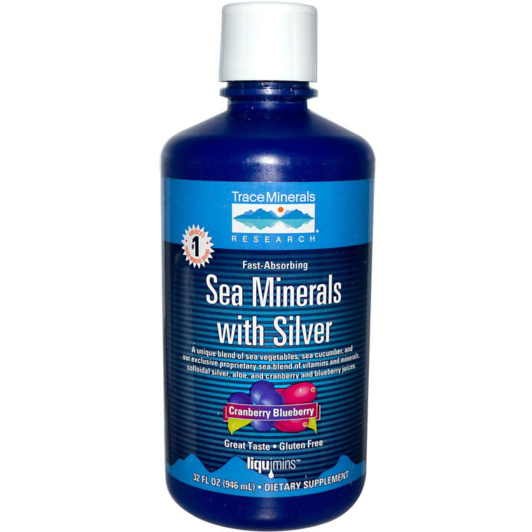 Trace Minerals Research Sea Minerals with Silver Cranberry and Blueberry - 32 fl oz
