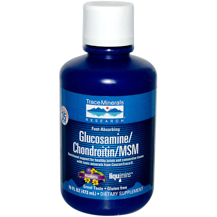 Trace Minerals Research Glucosamine Chondroitin MSM Blueberry -- 16 fl oz