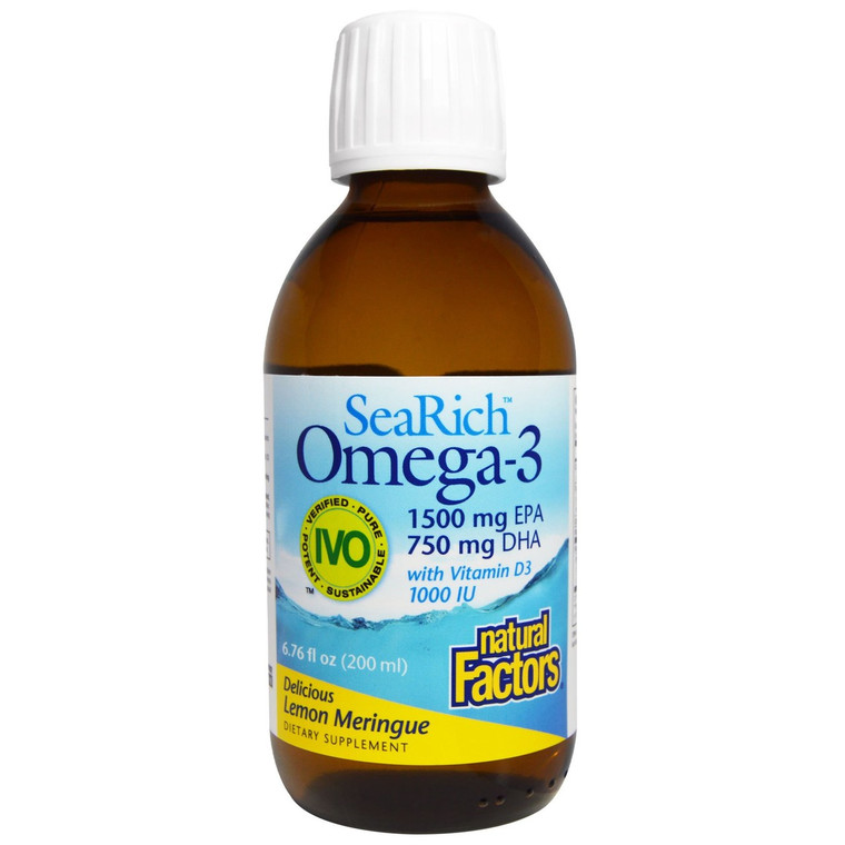 Natural Factors SeaRich Omega-3 with Vitamin D3 Lemon Meringue - 6.76 fl oz