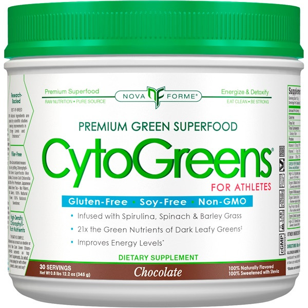 NovaForme, CytoGreens, Premium Green Superfood for Athletes, Chocolate, 12.2 oz (345 g)