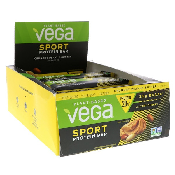 Vega Sport Protein Bar Crunchy Peanut Butter -- 12 Bars