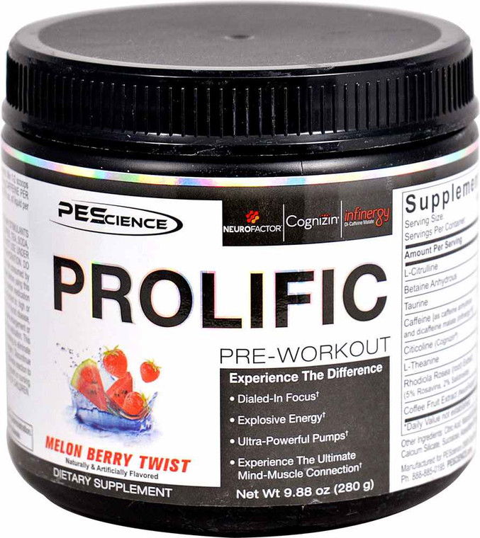 PEScience Prolific Pre-Workout Melon Berry Twist -- 20 Servings