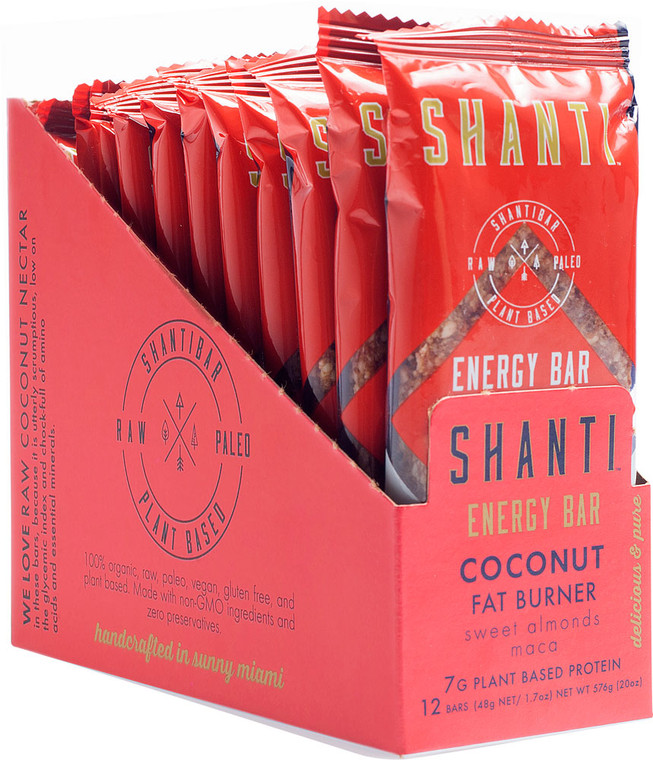 Shanti Bar Organic 10 G Protein Bar Gluten Free Salted Nutty Caramel Coconut -- 12 Bars