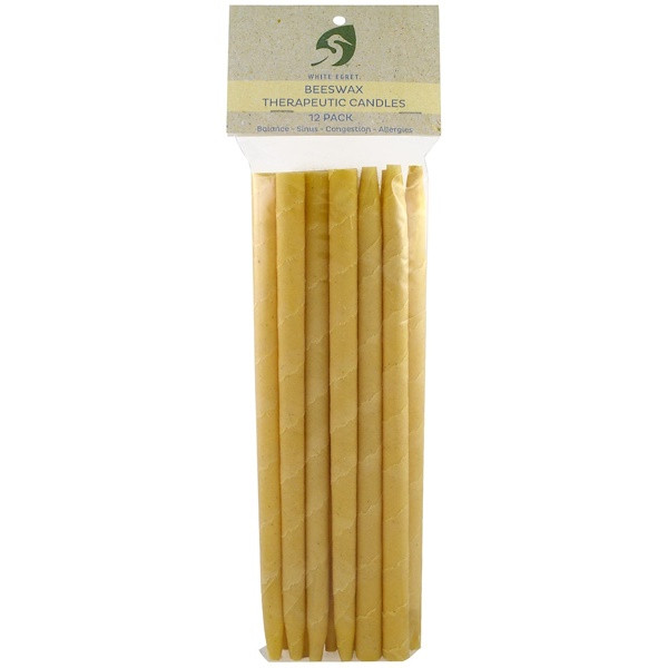 White Egret Personal Care, Beeswax Health-promoting Candles, 12 Pack