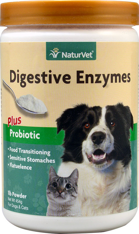 NaturVet Digestive Enzymes plus Probiotic for Cats & Dogs -- 1 lb