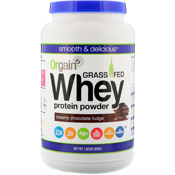 Orgain Clean Whey Grass Fed Whey Protein Powder Creamy Chocolate Fudge -- 1.82 lbs