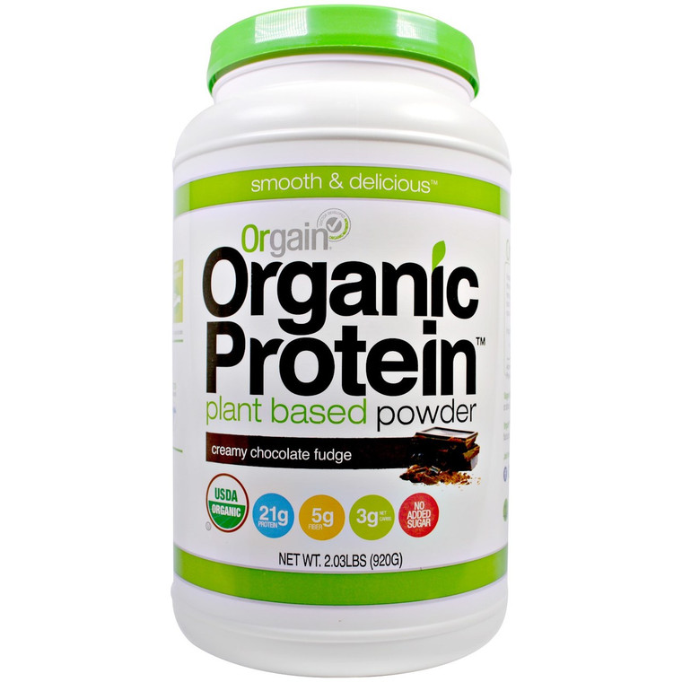 Orgain, Organic Protein Powder, Plant Based, Creamy Chocolate Fudge, 2.03 lbs (920 g)