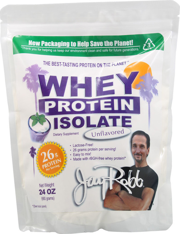 Jay Robb Whey Protein Isolate Unflavored -- 24 oz
