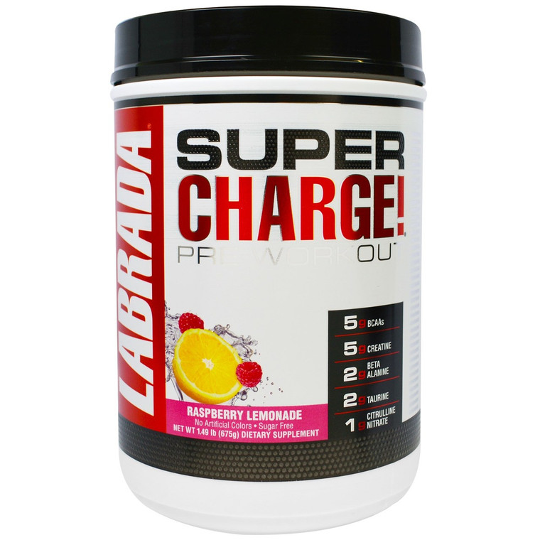 Labrada Nutrition, Super Charge! Pre-Workout, Raspberry Lemonade, 1.49 lb (675 g)