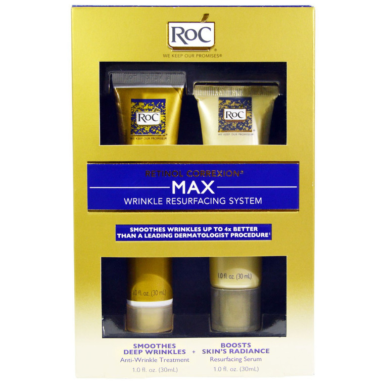 RoC, Retinol Correxion, Max Wrinkle Resurfacing System, 2 Product Kit, 1.0 fl oz (30 ml) Each