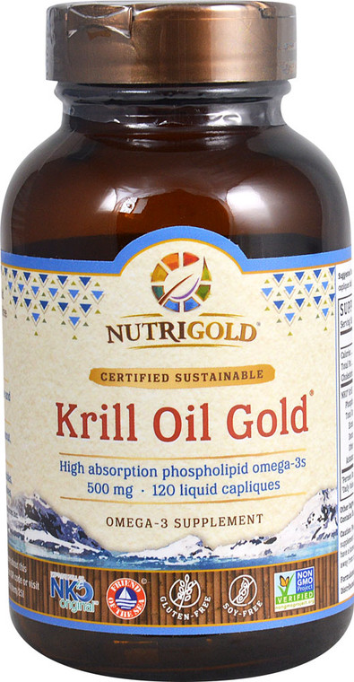 NutriGold Krill Oil Gold -- 500 mg - 120 Liquid Capliques