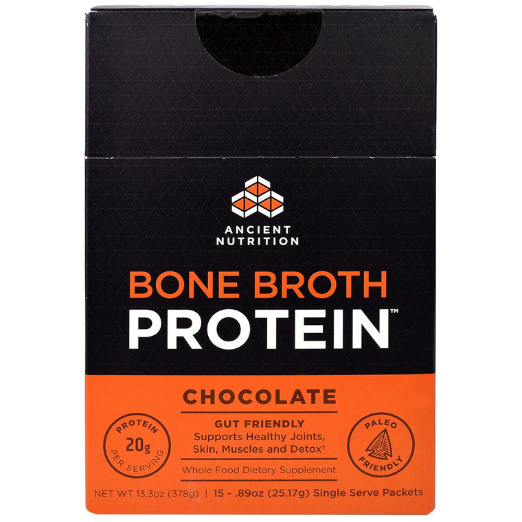 Ancient Nutrition Bone Broth Protein Chocolate -- 15 Packets