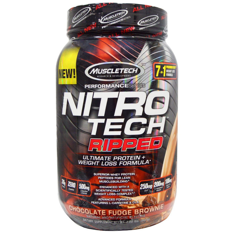 Muscletech, Nitro Tech Ripped, Ultimate Protein + Weight Loss Formula, Chocolate Fudge Brownie, 2 lbs (907 g)