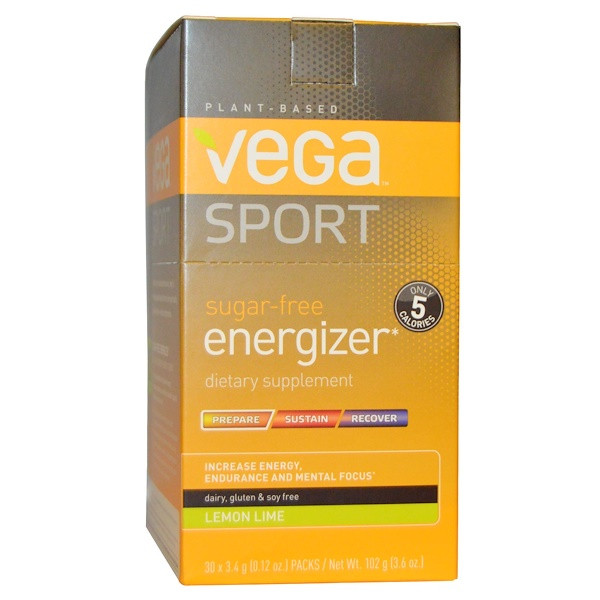 Vega, Sport, Sugar-Free Energizer, Lemon Lime, 30 Packs, 0.12 oz (3.4 g) Each