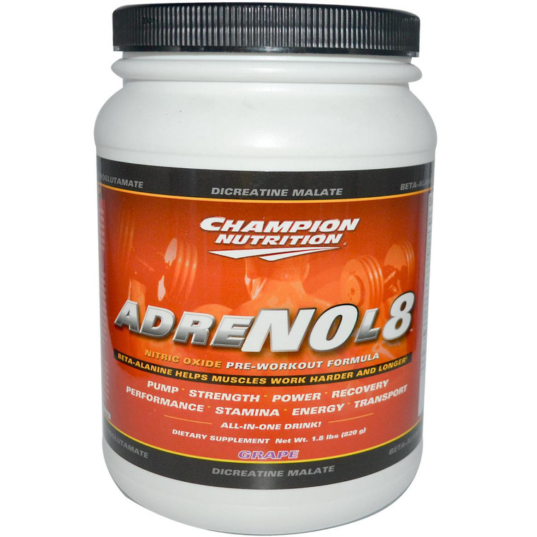 Champion Nutrition, AdreNOL8, Nitric Oxide Pre-Workout Formula, Grape, 1.8 lb (820 g)