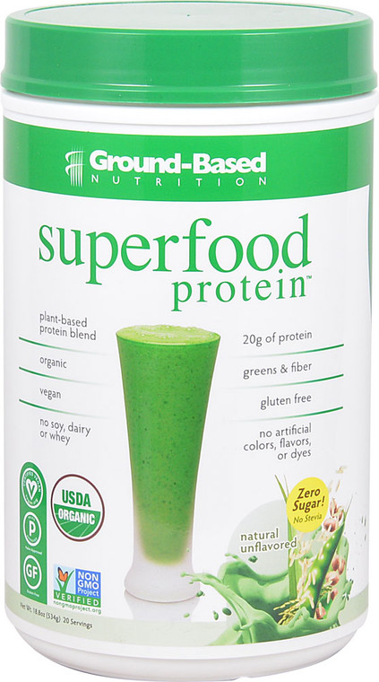 Ground-Based Nutrition Superfood Protein Natural Unflavored -- 20 Servings