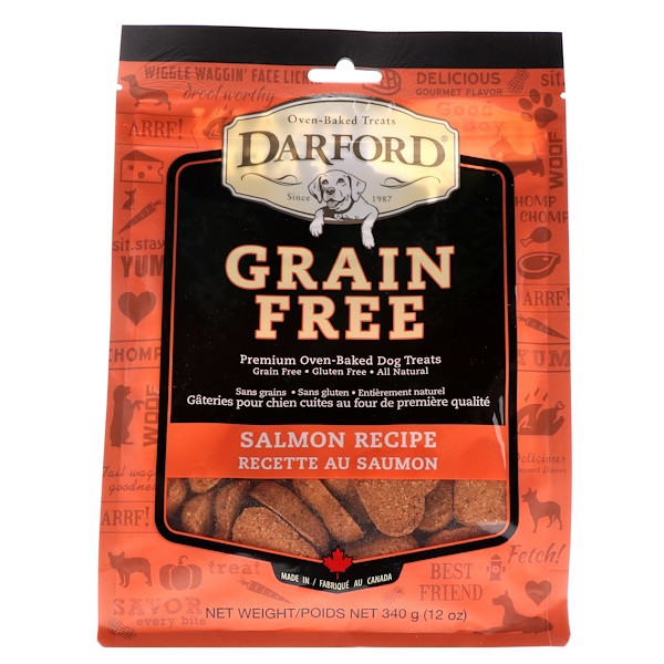 Darford, Grain Free, Premium Oven-Baked Dog Treats, Salmon Recipe, 12 oz (340 g)