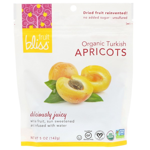 3 PACK of Fruit Bliss, Organic, Dried & Pitted Apricots, 5 oz (142 g)