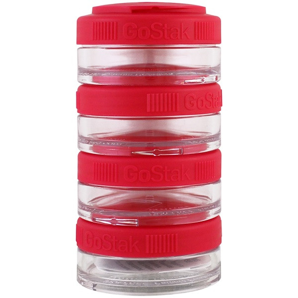GoStak, Portable Snackable Containers, Pink, 4 Pack, 40 cc Each