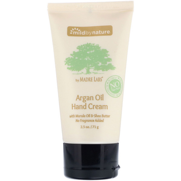3 PACK of Mild By Nature, Argan Oil Hand Cream with Marula Oil & Coconut Oil plus Shea Butter, Soothing and Unscented, 2.5 oz (71 g)