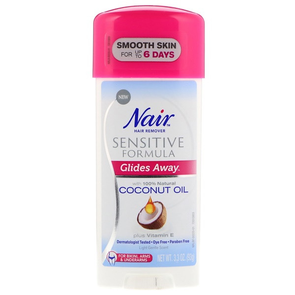 Nair , Hair Remover, Glides Away, Sensitive Formula, For Bikini, Arms & Underarms, 3.3 oz (93 g)