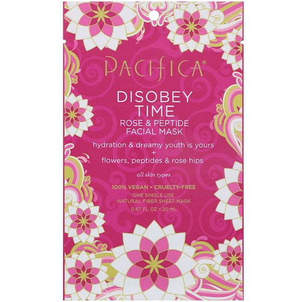 3 PACK of Pacifica Disobey Time Facial Sheet Mask Rose & Peptide -- 0.67 fl oz