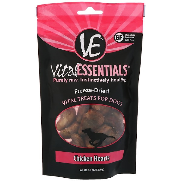 Vital Essentials, Freeze-Dried Treats For Dogs, Chicken Hearts, 1.9 oz (53.9 g)